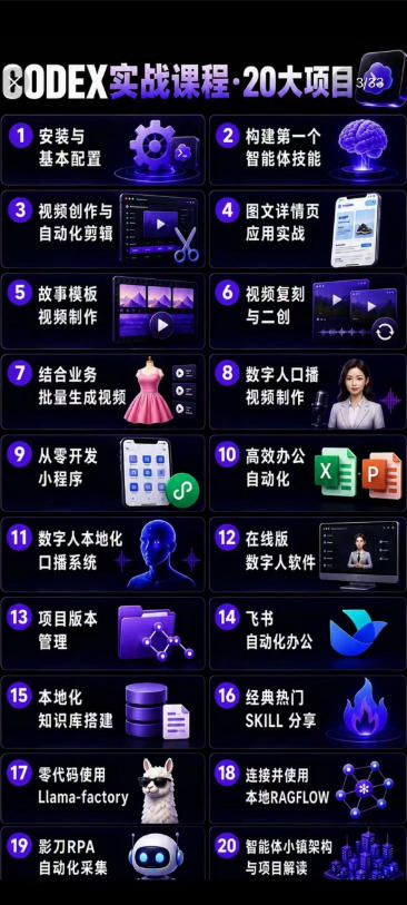 图片[2]-Codex智能体实战全能课｜0基础从搭建技能到自动化落地，视频剪辑-办公-知识库-数字人全场景变现教程-翌晨科技网