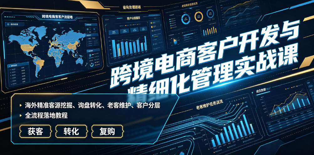 跨境电商客户开发与精细化管理实战课｜海外精准客源挖掘、询盘转化、老客维护、客户分层全流程落地教程-翌晨科技网