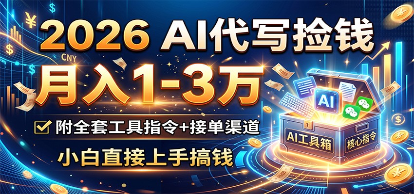 2026 AI代写捡钱,月入1-3万,附全套工具指令+接单渠道,小白直接上手搞钱-翌晨科技网