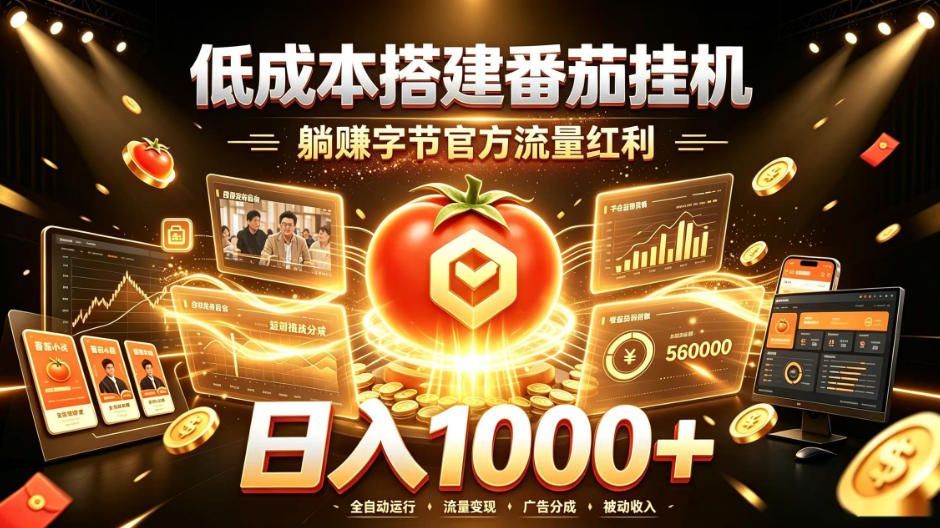 低成本搭建番茄挂G，躺賺字节官方流量红利，日入1k+，全程傻瓜式落地【揭秘】-翌晨科技网