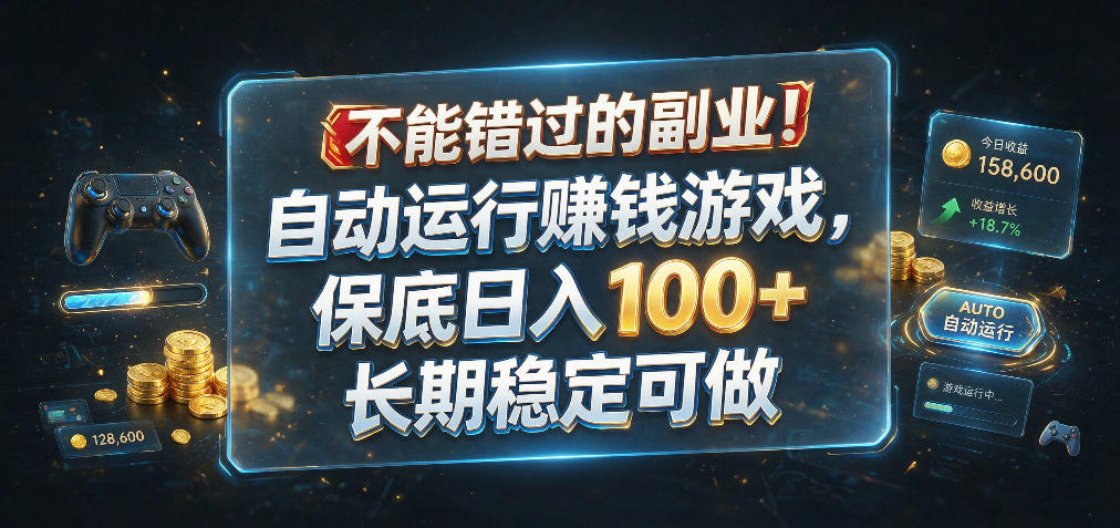 不能错过的副业！自动运行賺钱游戏，保底日入100+，长期稳定可做【揭秘】-翌晨科技网
