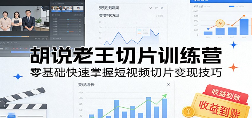 胡说老王切片训练营，零基础快速掌握短视频切片变现技巧-翌晨科技网