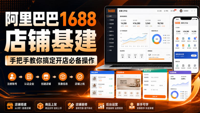 阿里巴巴1688店铺基建，手把手教你搞定开店必备操作（更新8月）-翌晨科技网