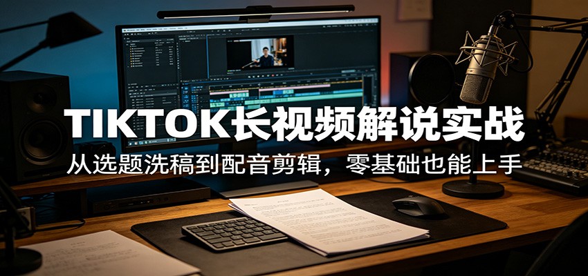 TIKTOK长视频解说实战：从选题洗稿到配音剪辑，零基础也能上手-翌晨科技网