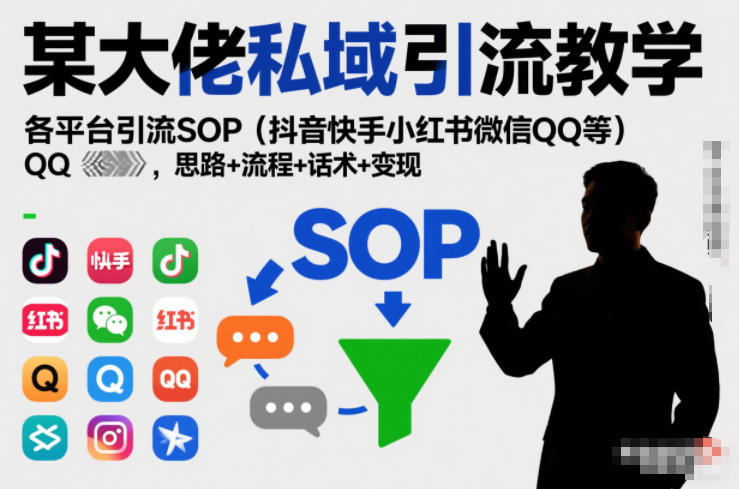 某大佬私域引流教学，各平台引流SOP（抖音快手小红书微信QQ等），思路+流程+话术+变现-翌晨科技网