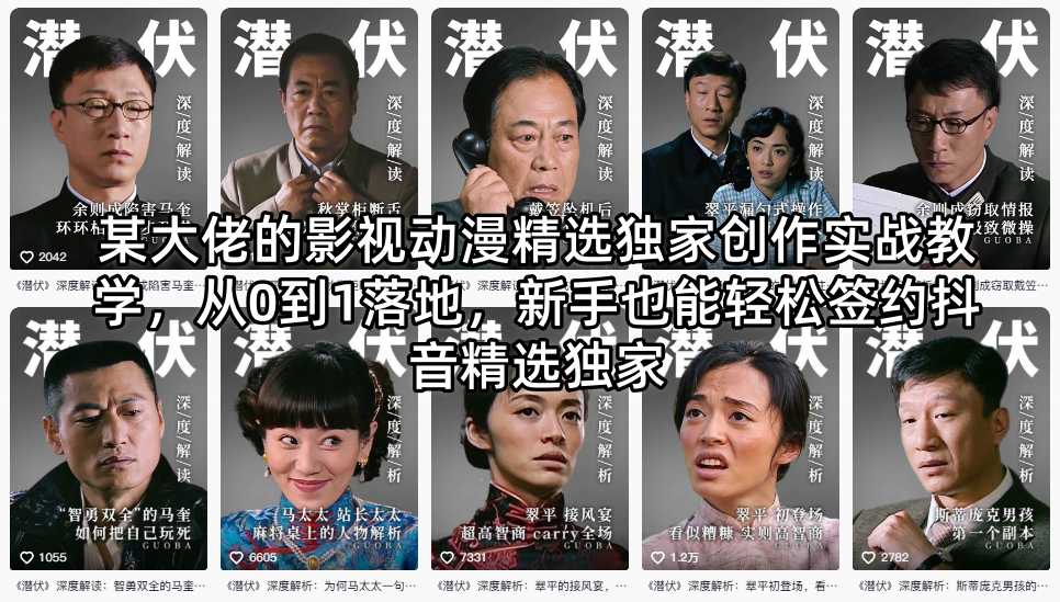 某大佬的影视动漫精选独家创作实战教学，从0到1落地，新手也能轻松签约抖音精选独家-翌晨科技网