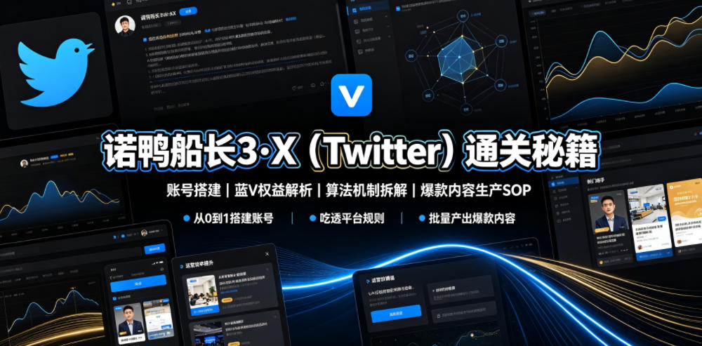 诺鸭船长3·X（Twitter）通关秘籍，涵盖账号搭建、蓝V权益解析、算法机制拆解及爆款内容生产SOP（更新）-翌晨科技网