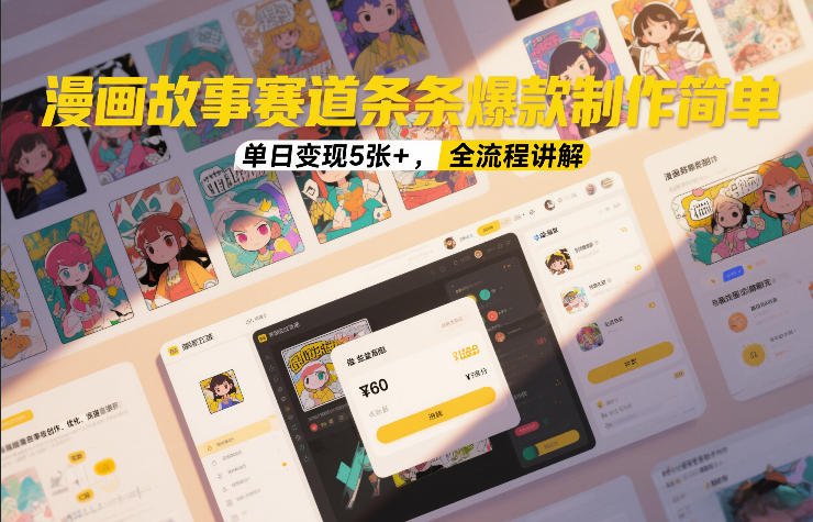 漫画故事赛道条条爆款制作简单,单日变现5张+,全流程讲解-翌晨科技网