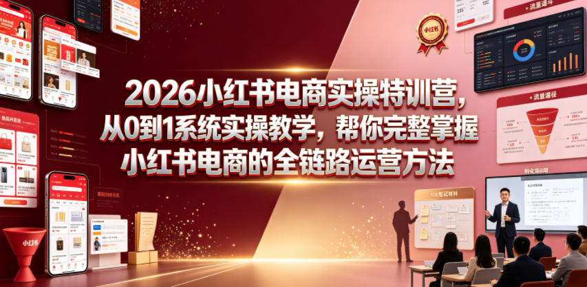 2026小红书电商实操特训营，从0到1系统实操教学，帮你完整掌握小红书电商的全链路运营方法-翌晨科技网