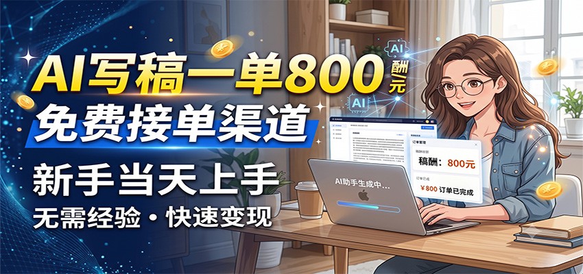 AI写稿一单800，免费接单渠道，一单一结几十到上千，新手当天上手-翌晨科技网