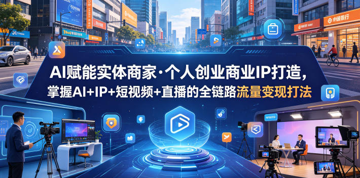 AI赋能实体商家·个人创业商业IP打造，掌握AI+IP+短视频+直播的全链路流量变现打法-翌晨科技网