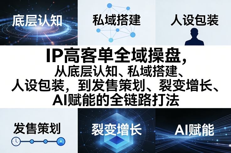 IP高客单全域操盘，从底层认知、私域搭建、人设包装，到发售策划、裂变增长、AI赋能的全链路打法-翌晨科技网
