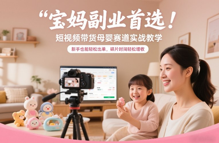 宝妈副业首选！短视频带货母婴赛道实战教学，新手也能轻松出单，碎片时间轻松增收-翌晨科技网