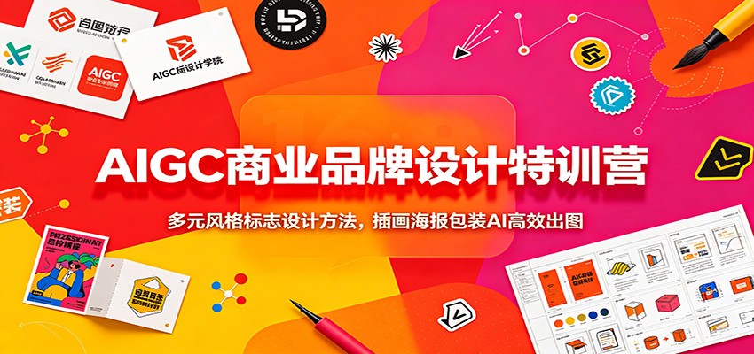 AIGC商业品牌设计特训营：多元风格标志设计方法，插画海报包装AI高效出图-翌晨科技网