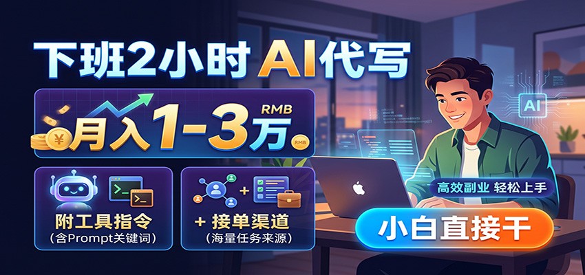 下班2小时AI代写，月入1-3万，附工具指令+接单渠道，小白直接干-翌晨科技网