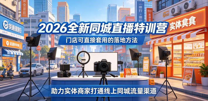 2026全新同城直播特训营，门店可直接套用的落地方法，助力实体商家打通线上同城流量渠道-翌晨科技网