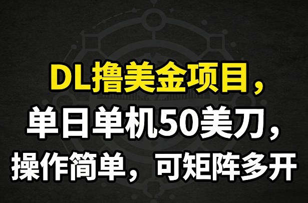 DL撸美金项目，单日单机50美刀，操作简单，可矩阵多开-翌晨科技网