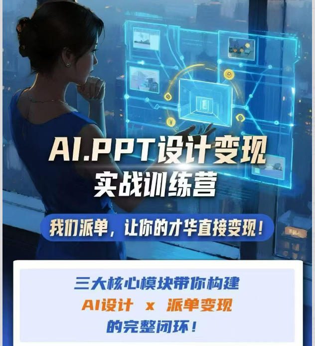 AI+PPT设计变现实战训练营，我们派单，让你的才华直接变现，三大核心模块带你构建Al设计x派单变现的完整闭环-翌晨科技网