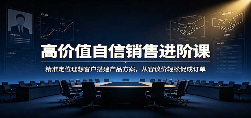 高价值自信销售进阶课：精准定位理想客户搭建产品方案，从容谈价轻松促成订单-翌晨科技网