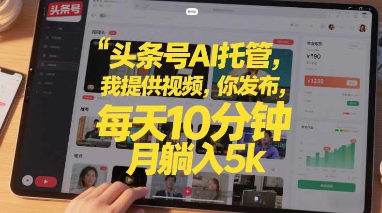 头条号AI托管，我提供视频，你发布，每天10分钟，月躺入5k+【揭秘】-翌晨科技网