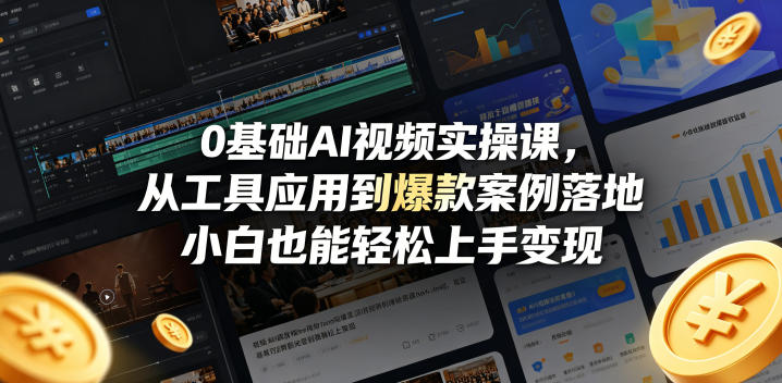 0基础AI视频实操课，从工具应用到爆款案例落地，小白也能轻松上手变现-翌晨科技网
