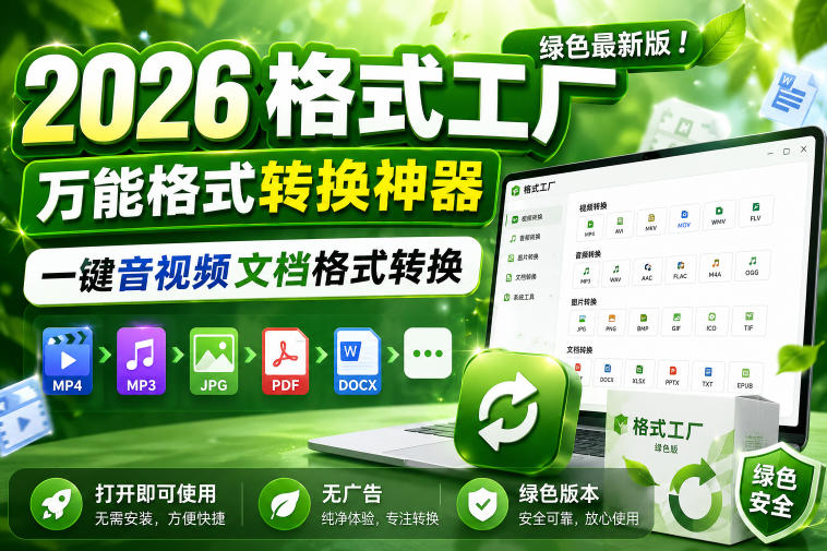 2026格式工厂绿色最新版！万能格式转换神器，一键音视频文档格式转换，打开即可使用，无广告绿色版本-翌晨科技网