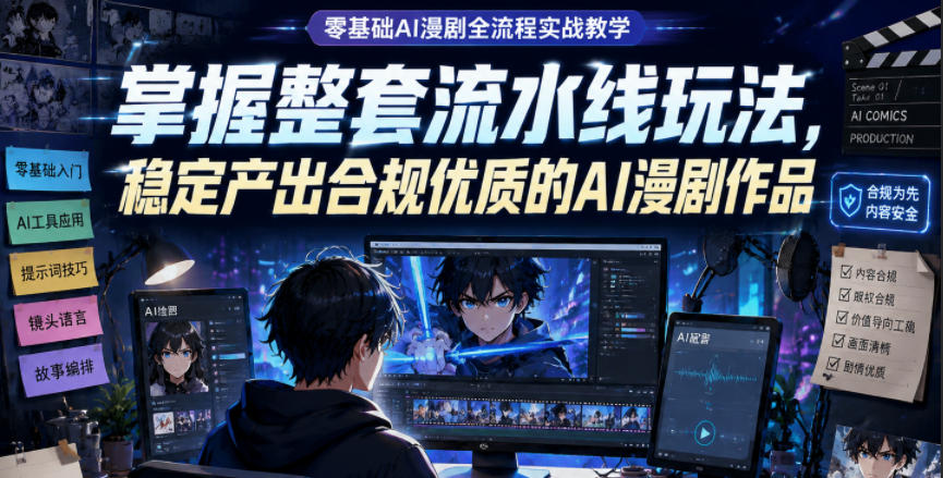 零基础AI漫剧全流程实战教学，掌握整套流水线玩法，稳定产出合规优质的AI漫剧作品-翌晨科技网