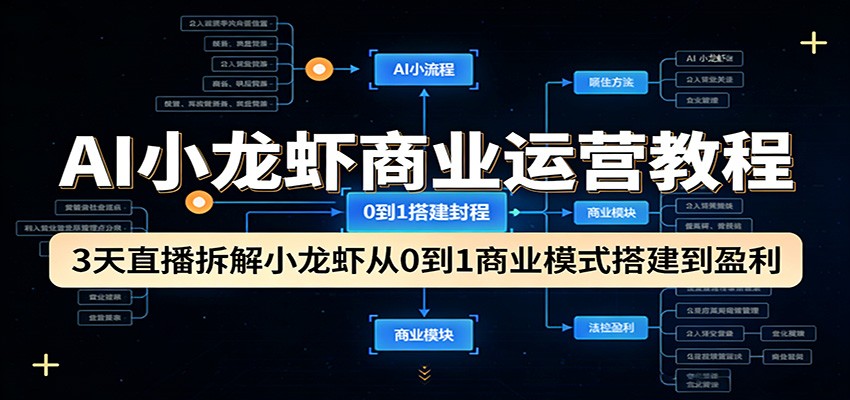 AI小龙虾商业运营教程：3天直播拆解小龙虾从0到1商业模式搭建到盈利-翌晨科技网