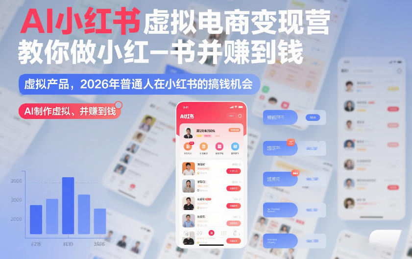 AI小红书虚拟电商变现营，教你做小红书并賺到钱，虚拟产品，2026年普通人在小红书的搞钱机会（更新中）-翌晨科技网