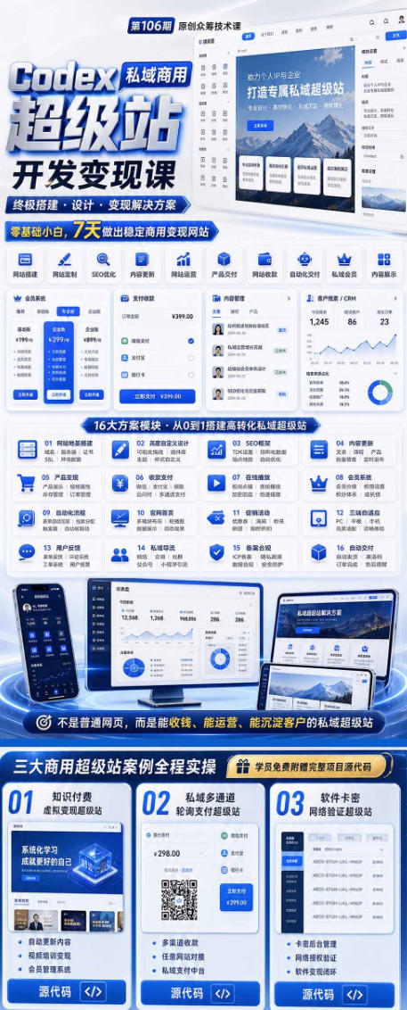 图片[2]-Codex私域商用超级站Ai开发变现课，7天带你从零基础到能自己动手做出能收钱、能运营、能沉淀客户的私域超级站-翌晨科技网