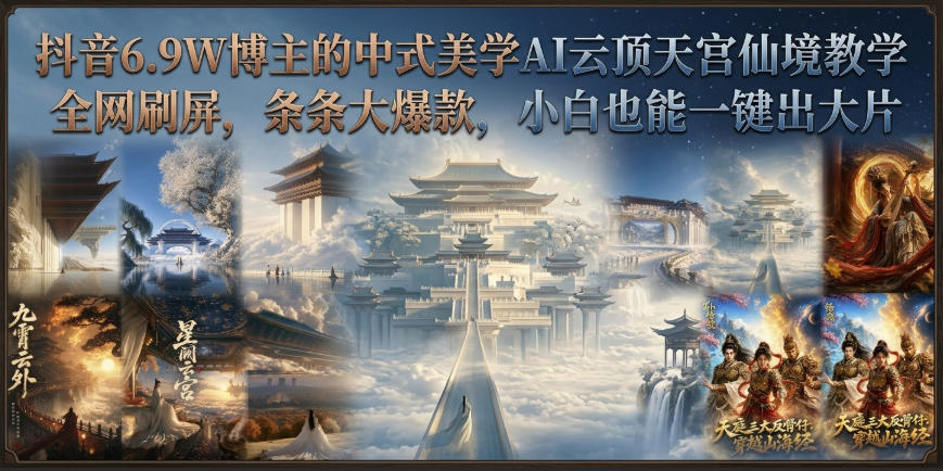 抖音6.9W博主的中式美学AI云顶天宫仙境教学，全网刷屏，条条大爆款，小白也能一键出大片-翌晨科技网