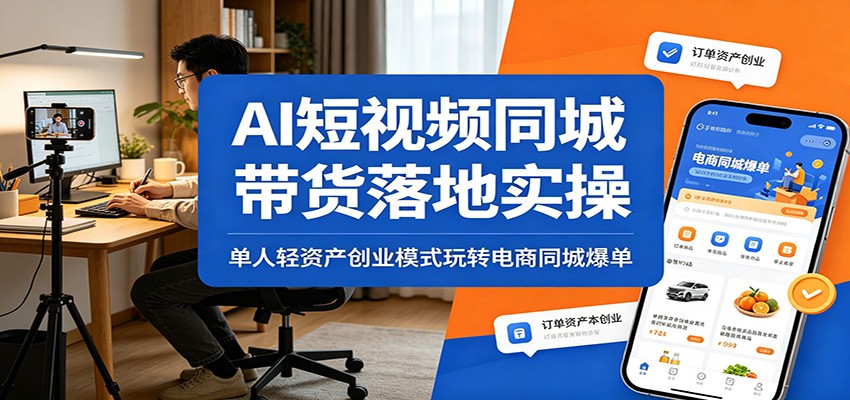 AI短视频同城带货落地实操：单人轻资产创业模式玩转电商同城爆单-翌晨科技网