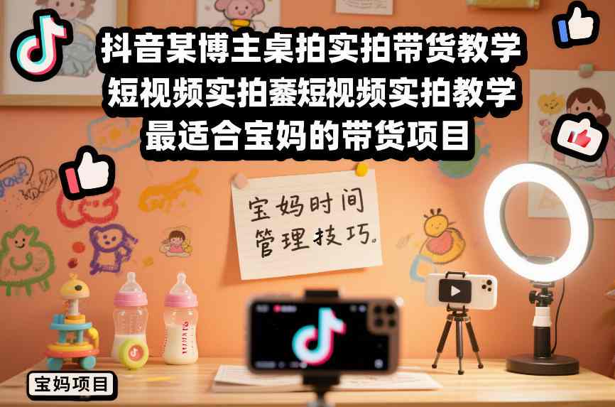 抖音某博主桌拍实拍带货教学，短视频实拍教学，最适合宝妈的带货项目-翌晨科技网
