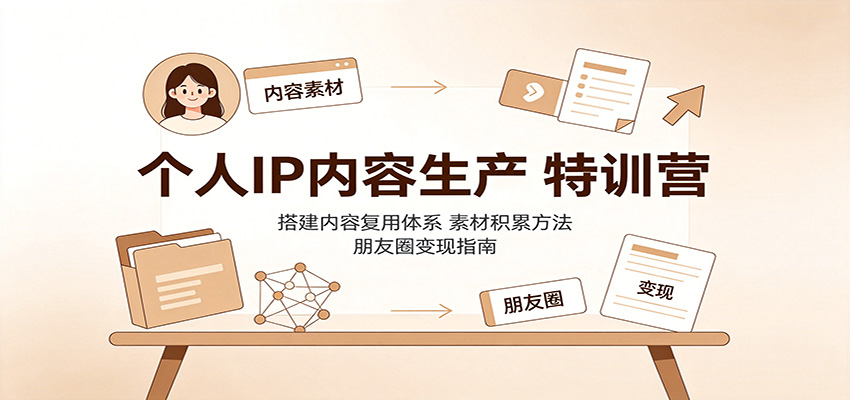 个人IP内容生产特训营：搭建内容复用体系，素材积累方法，朋友圈变现指南-翌晨科技网