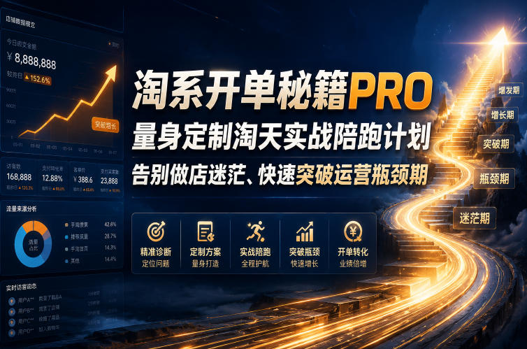 淘系开单秘籍PRO，量身定制淘天实战陪跑计划，告别做店迷茫、快速突破运营瓶颈期（2026年6月11）-翌晨科技网