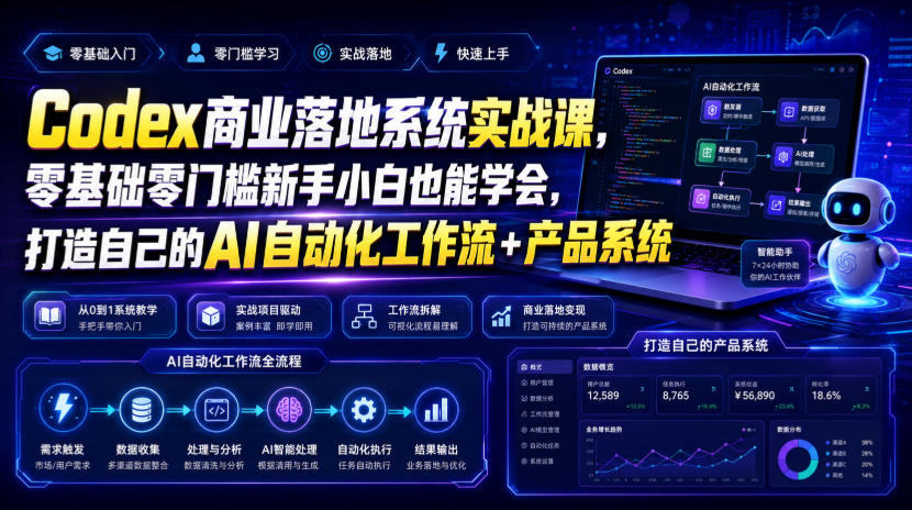Codex商业落地系统实战课，零基础零门槛新手小白也能学会，打造自己的AI自动化工作流+产品系统-翌晨科技网