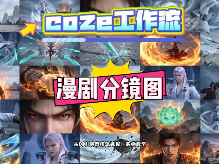 通过Coze工作流，制作《动漫分镜图》，两分钟制作完成25宫格分镜图，从0到1演示搭建过程，实操教学-翌晨科技网