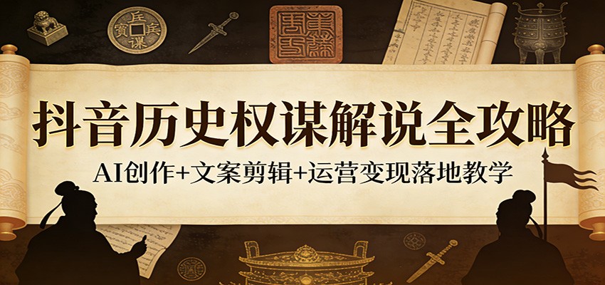 抖音历史权谋解说全攻略：AI创作+文案剪辑+运营变现落地教学-翌晨科技网