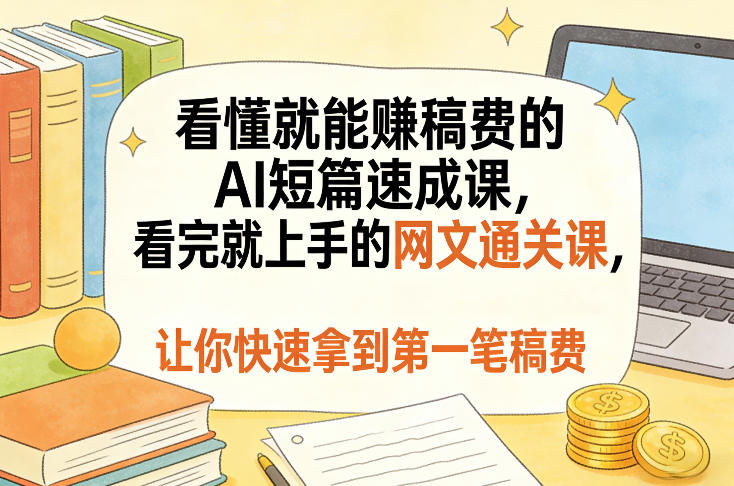 看懂就能賺稿费的AI短篇速成课，看完就上手的网文通关课，让你快速拿到第一笔稿费（更新5月）-翌晨科技网