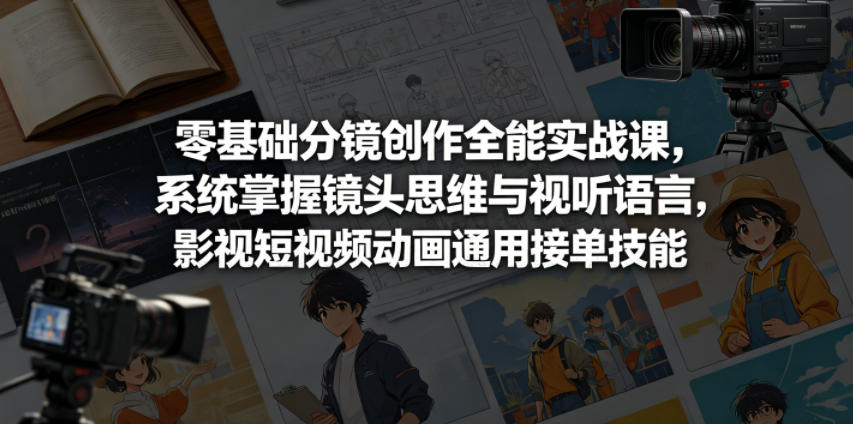 零基础分镜创作全能实战课，系统掌握镜头思维与视听语言，影视短视频动画通用接单技能-翌晨科技网