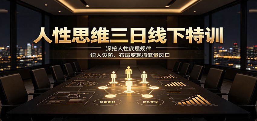 人性思维三日线下特训：深挖人性底层规律，识人设防、布局变现抓流量风口-翌晨科技网