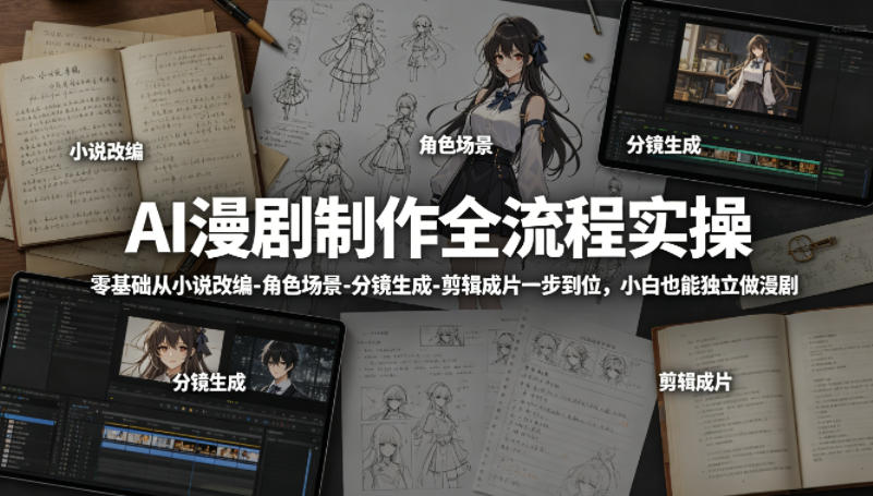 AI漫剧制作全流程实操，零基础从小说改编-角色场景-分镜生成-剪辑成片一步到位，小白也能独立做漫剧-翌晨科技网