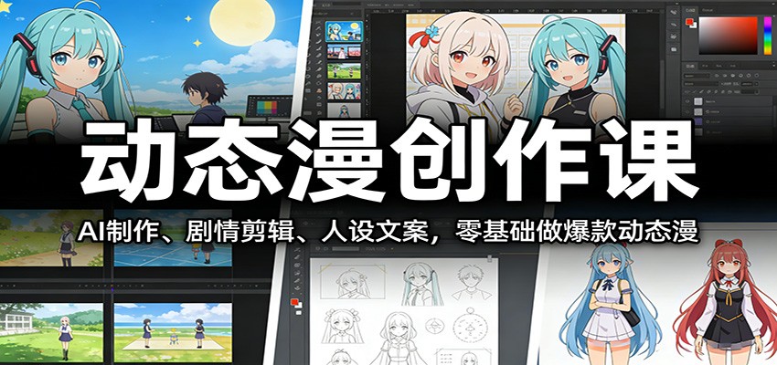 动态漫创作课：AI制作、剧情剪辑、人设文案，零基础做爆款动态漫-翌晨科技网