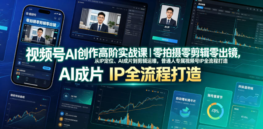 视频号AI创作高阶实战课｜零拍摄零剪辑零出镜，从IP定位、AI成片到剪辑运维，普通人专属视频号IP全流程打造-翌晨科技网