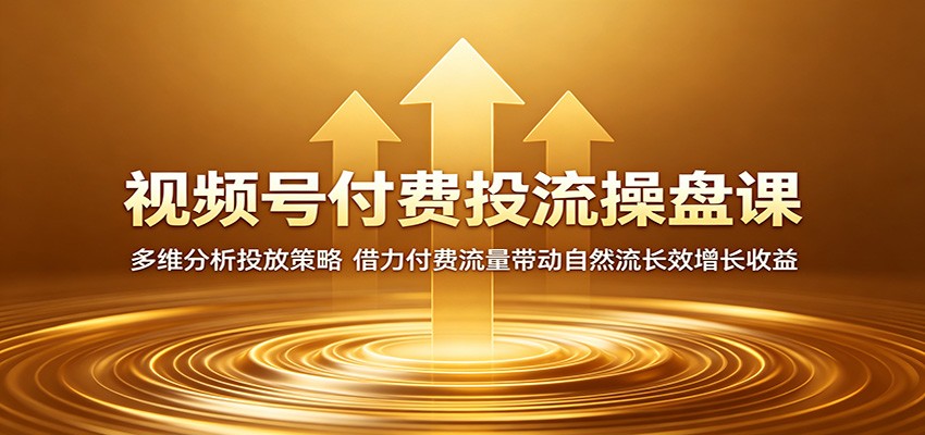 视频号付费投流操盘课：多维分析投放策略，借力付费流量带动自然流长效增长收益-翌晨科技网