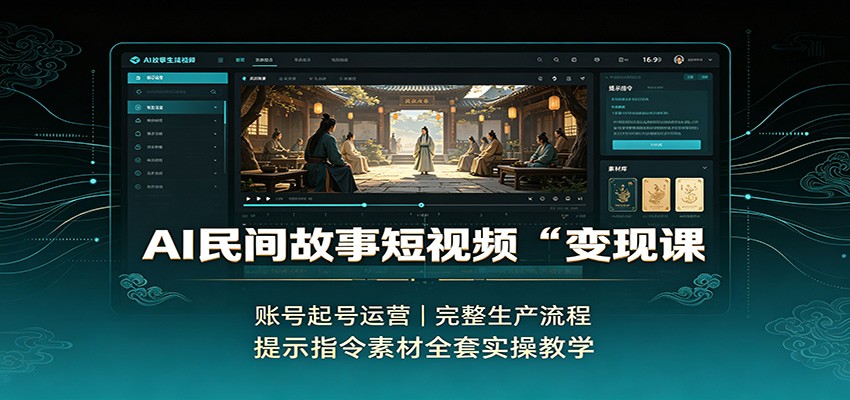 AI民间故事短视频变现课：账号起号运营，完整生产流程，提示指令素材全套实操教学-翌晨科技网