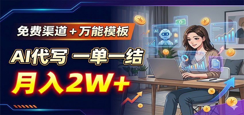 免费渠道+万能模板，AI代写一单一结，月入2W+-翌晨科技网