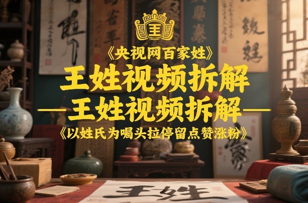 央视网百家姓–王姓视频拆解，以姓氏为噱头拉停留点赞涨粉-翌晨科技网