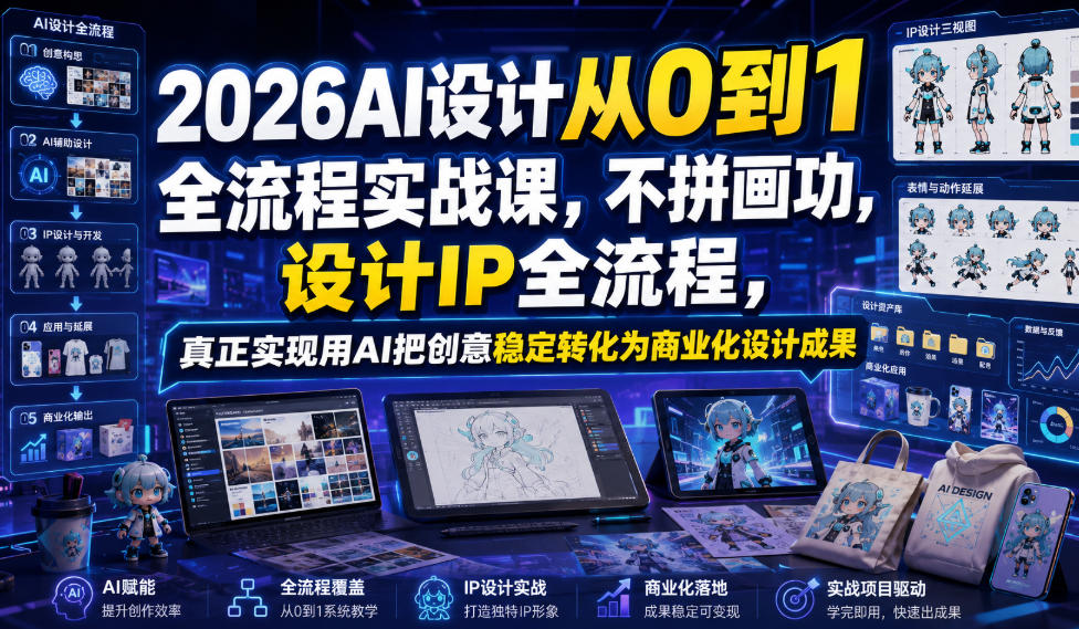 2026AI设计从0到1全流程实战课，不拼画功，设计IP全流程，真正实现用AI把创意稳定转化为商业化设计成果-翌晨科技网