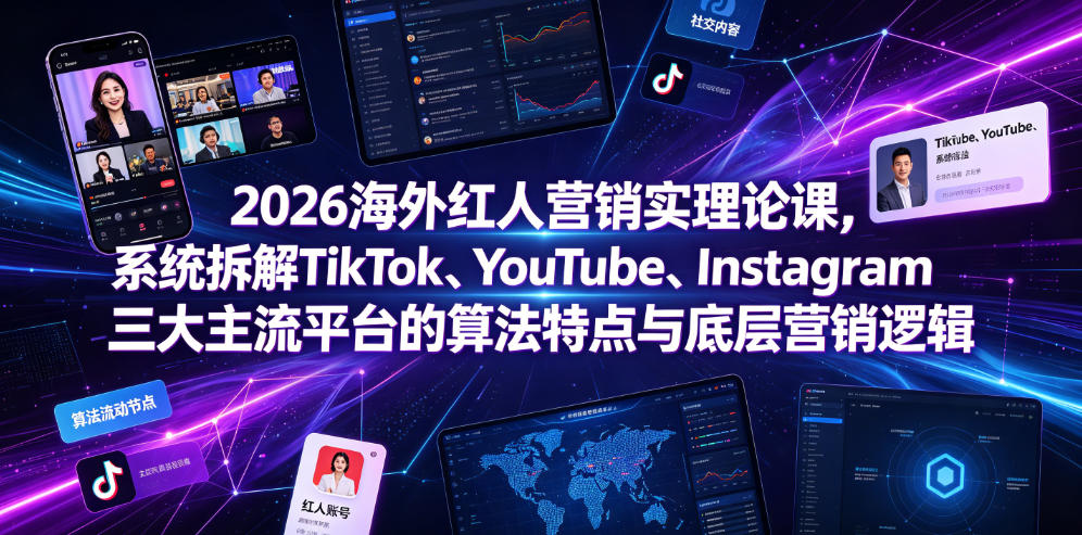 2026海外红人营销实理论课，系统拆解TikTok、YouTube、Instagram三大主流平台的算法特点与底层营销逻辑-翌晨科技网